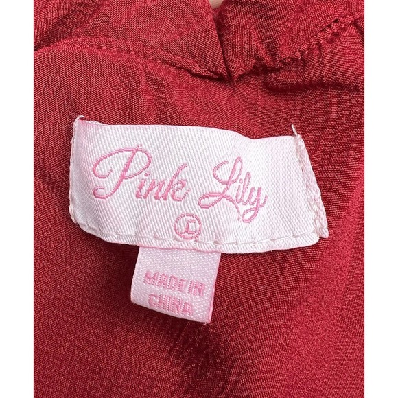 Pink Lily Cranberry Red Silky 1 Shoulder Maxi Dress w/side slit Date nite vibe - Picture 12 of 15